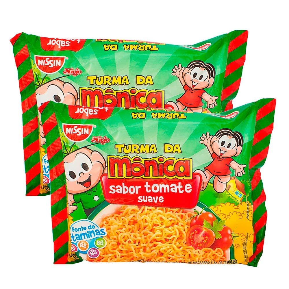 Kit 2 Macarrão Instantâneo Nissin Turma da Mônica Sabor Tomate Suave 85g