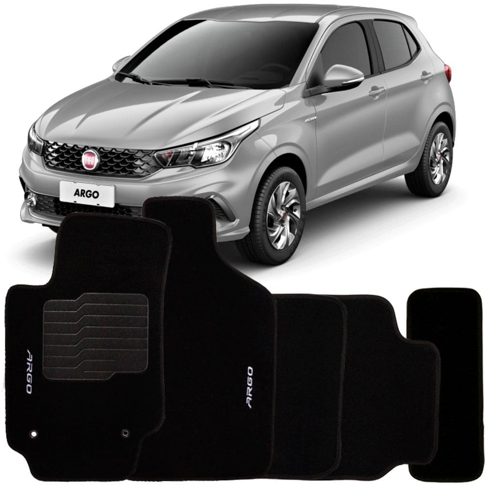 Tapete Carpete Argo 2017 à 2025 Logo Bordado Jogo 5 Peças Personalizado Automotivo