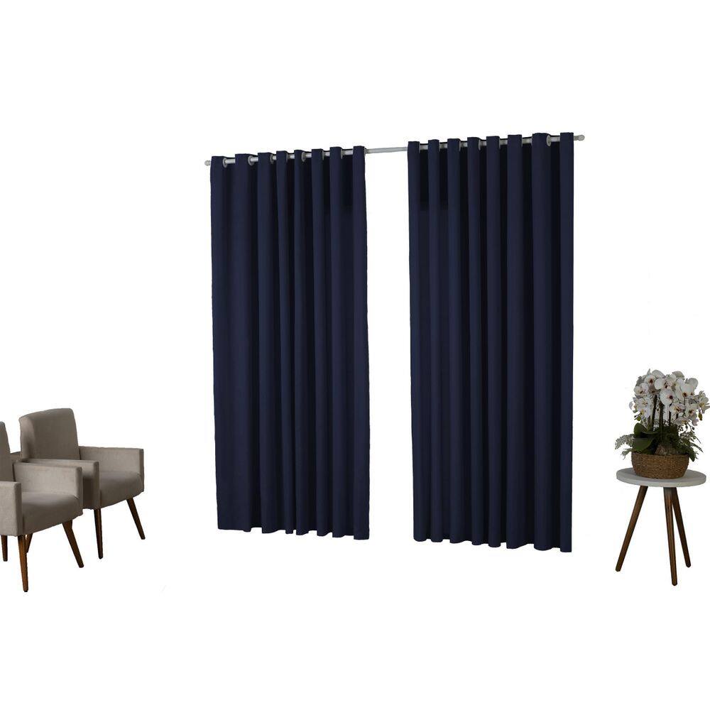 Cortina 3,00X2,50 Oxford Quarto Sala Porta Azul Marinho