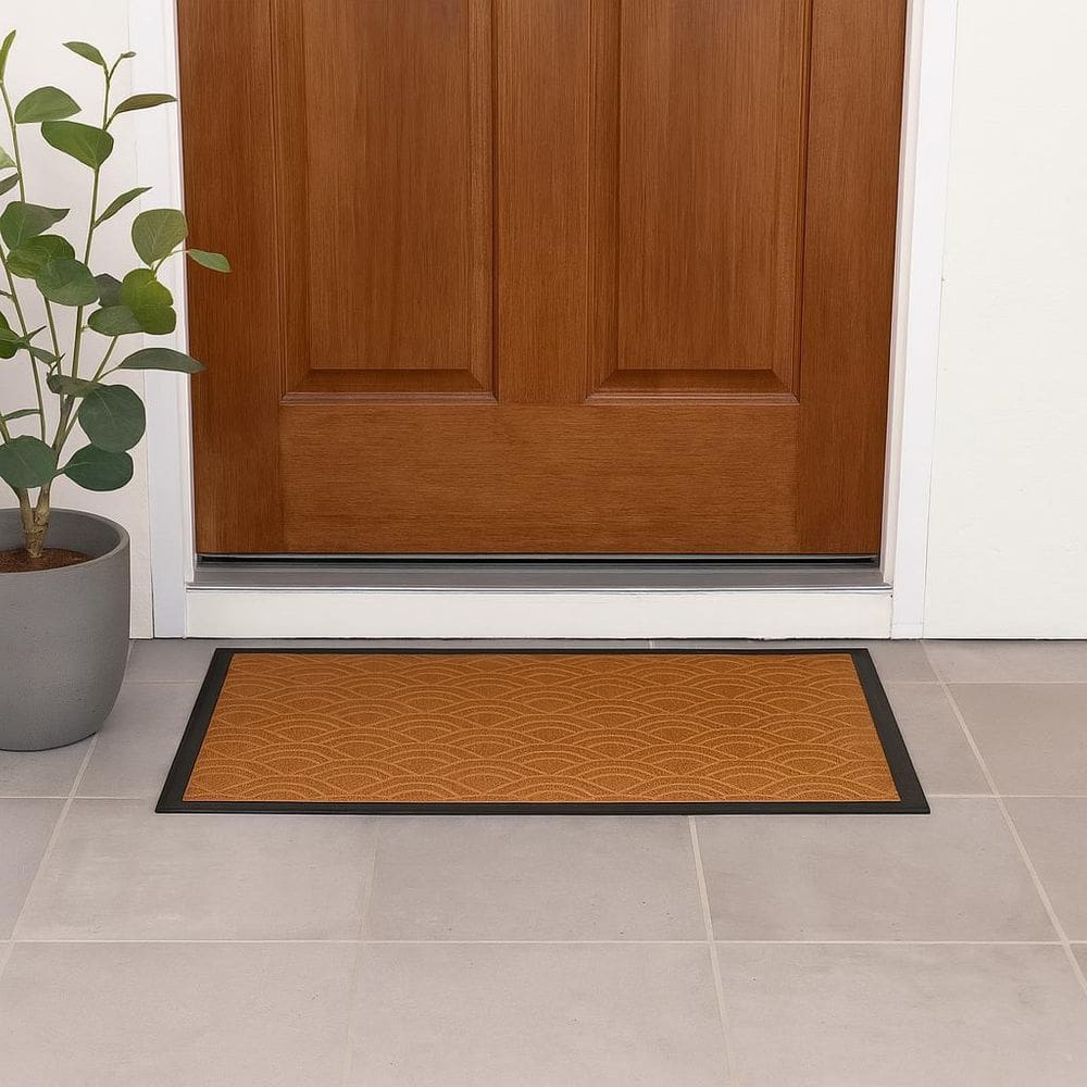 Tapete De Porta Capacho Fenice Texturas 70X40Cm Escama Bege