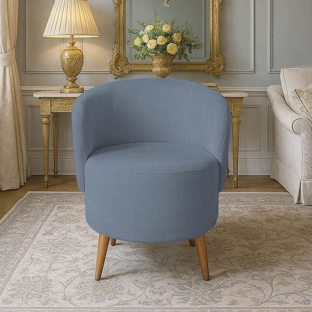 Poltrona Orgânica Suede Aisha Sala Escritório Pé Madeira Grafite