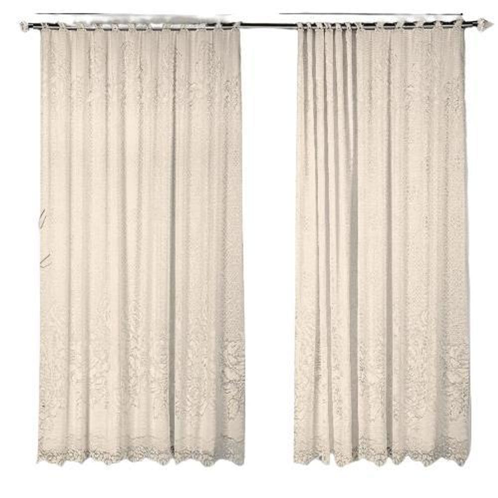 Cortina Marfim Renda Com Forro Roseiral Quarto 3,50X2,20Alt