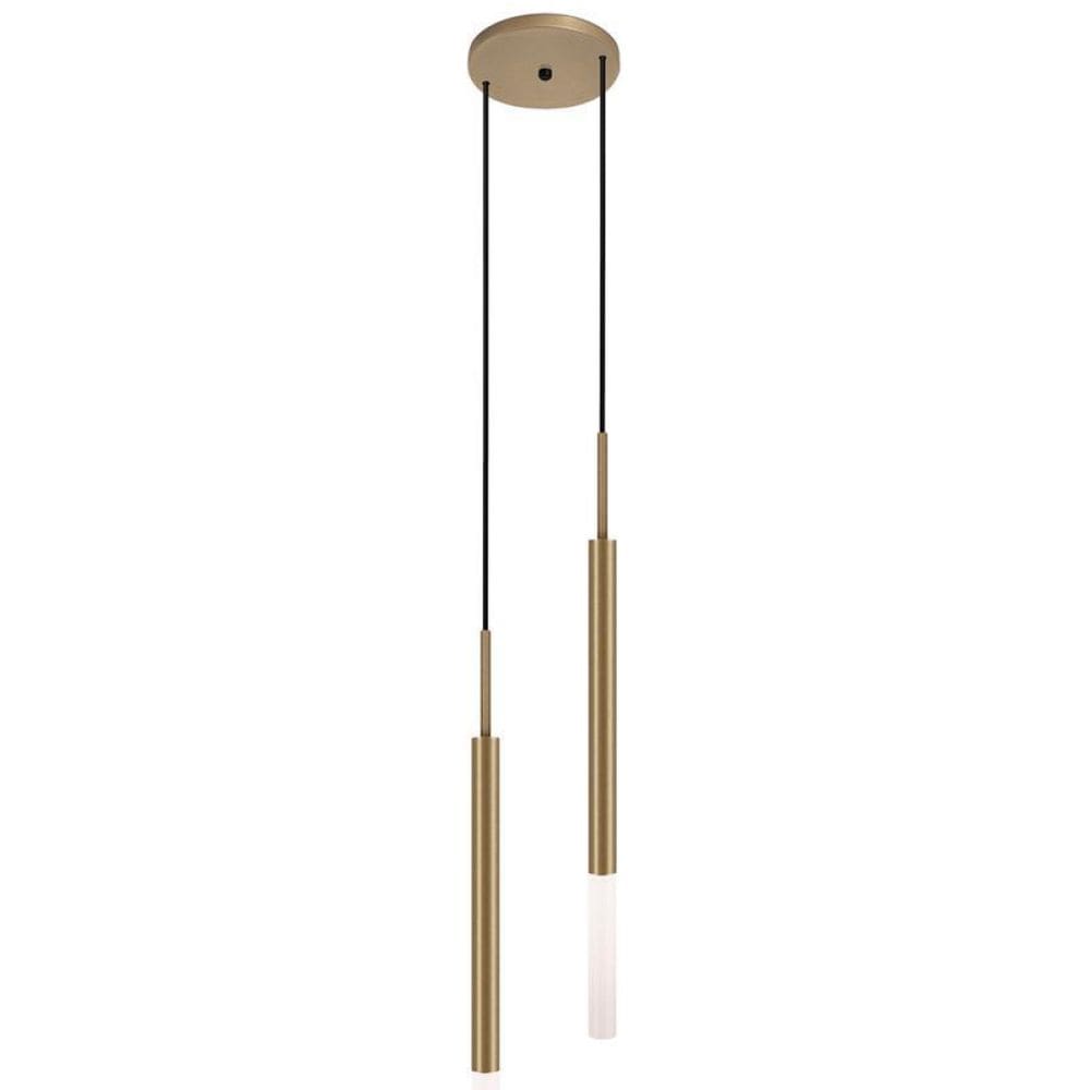 Luminária Teto Pendente Tubo Duplo Difusor Cama Sala Bronze