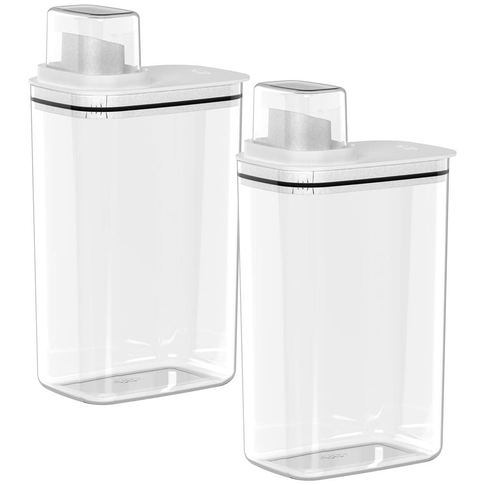 Jogo de Dispensers Herméticos Organizadores com Tampa Medidora Flow 2 peças 2,3L Branco - Ou