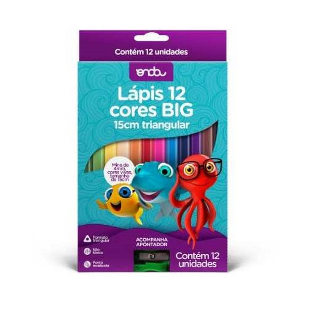 Lapis De Cor 12 Cores Jumbo Triangular 15Cm Onda