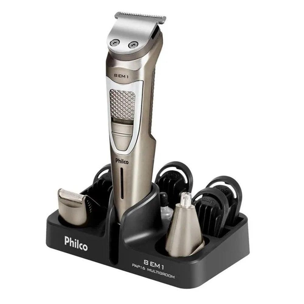 Aparador De Pelos Philco PAP16 MULTIGROOM | Sem fio, 8 Em 1, Chumbo, Bivolt