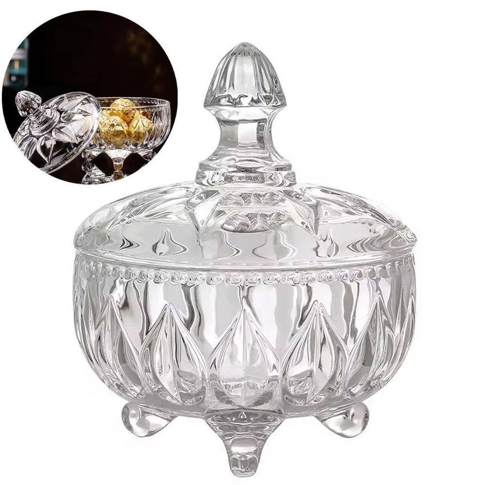 Potiche Decorativo De Cristal Balairo Bomboniere Folhas 14Cm