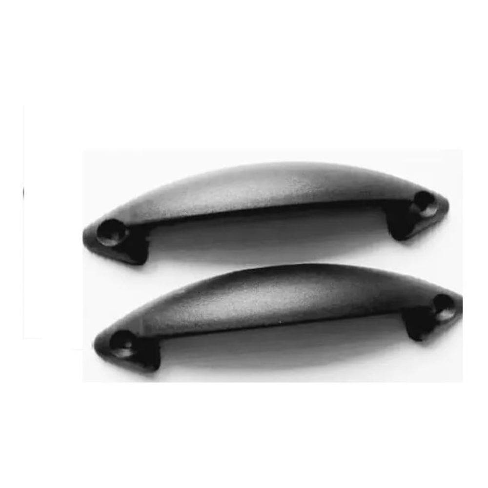 2X Puxador Izare Plástico Pu Preto 13X5 Cm Para Cama