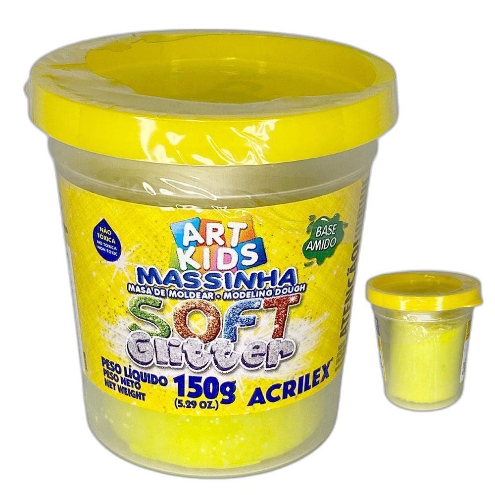 Massinha De Modelar Soft Glitter Acrilex Não Tóxica Amarelo