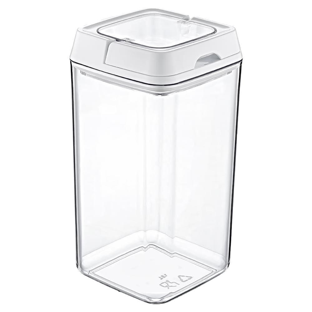 Pote De Acrílico Hermético Quadrado Tampa 1,5 Litros Branco