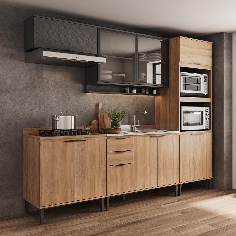 Armário De Cozinha Completa C Balcão Miami Urban Carraro Pre