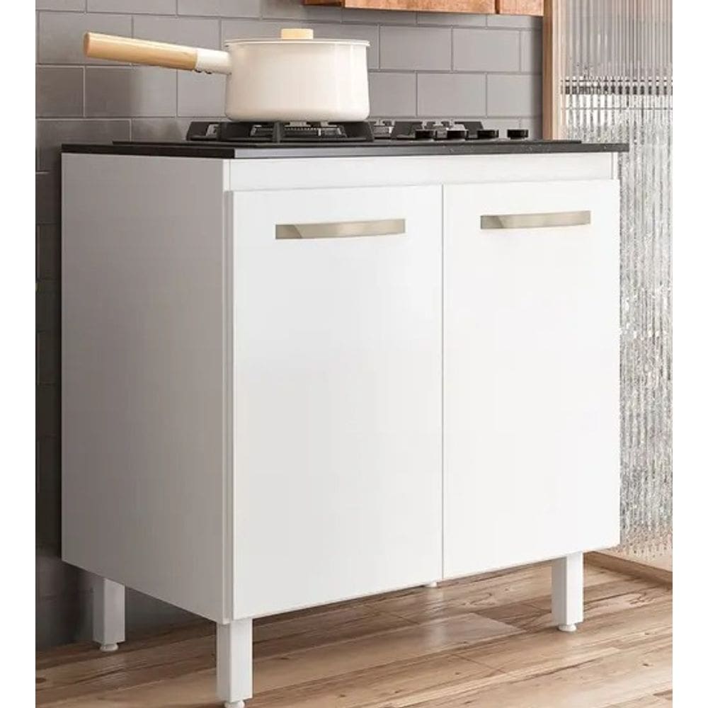 Balcao Para Cooktop 80 Cm C/ 02 Portas Branco