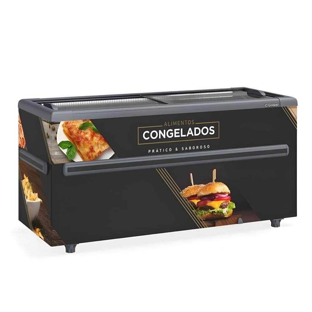 Balcao Refrigerado Ilha Ghdi-500 Pr Vidro Reto Preto 220V - Gelopar