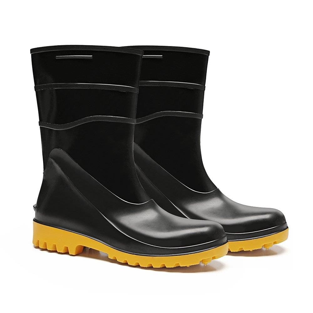 Bota PVC Bracol CA37456 - Cano Curto Preta com Solado Amarelo Sem Forro