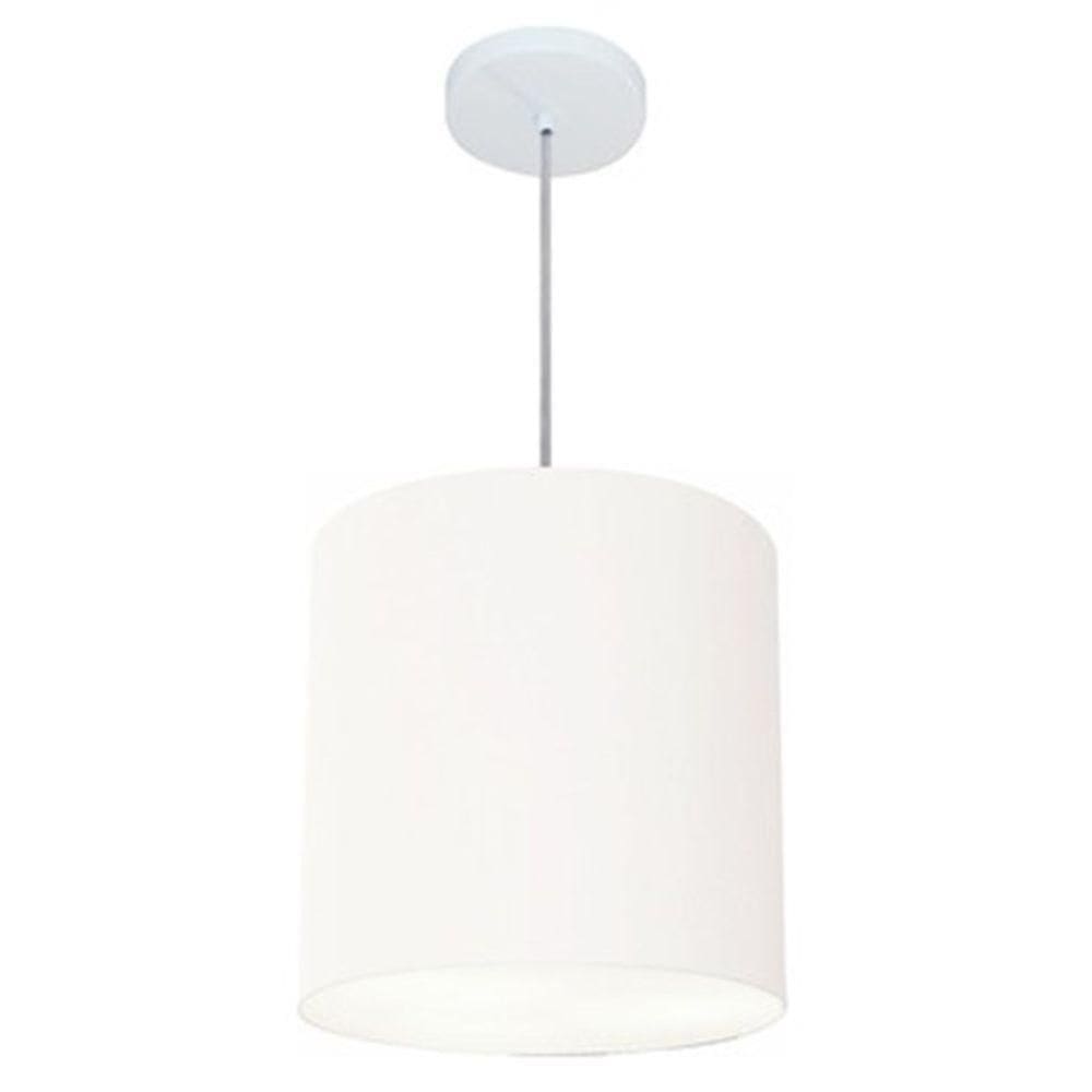 Lustre Pendente Cilíndrico Md-4036 Cúpula Em Tecido 30x31cm Branco - Bivolt
