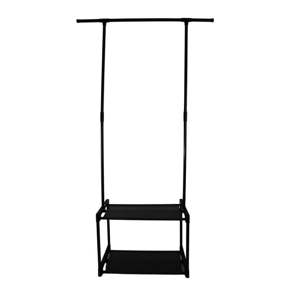 Cabideiro Arara Roupa 2 Prateleiras Sapateira Organizador Varal Guarda Roupa Loja Quarto Luxo