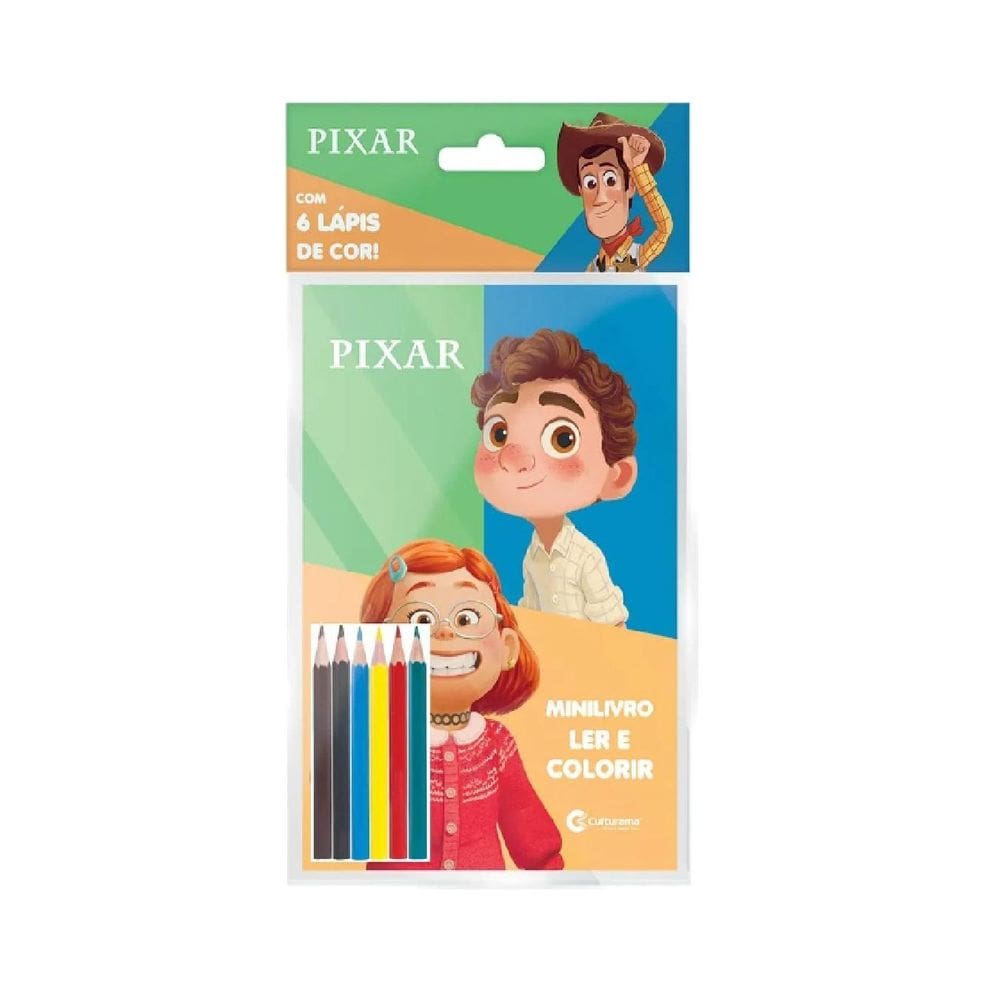 Mini Livro De Colorir Pixar Disney Com 6 Lápis De Colorir