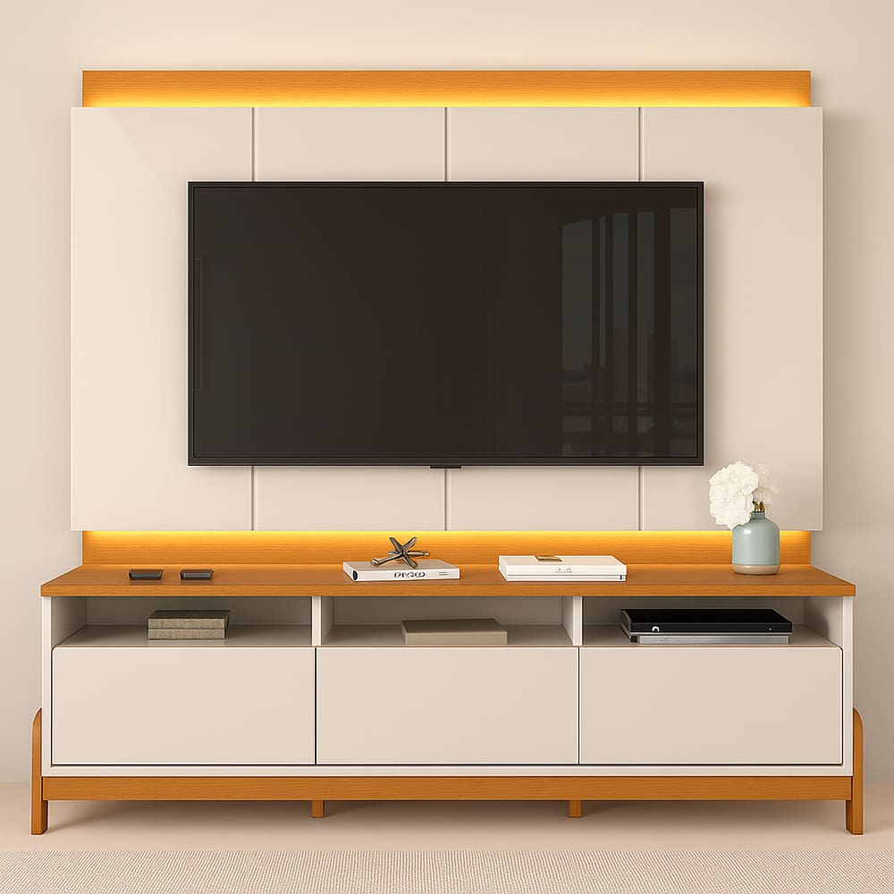 Rack Bancada com Painel para Tv de até 75” 100% MDF Joana