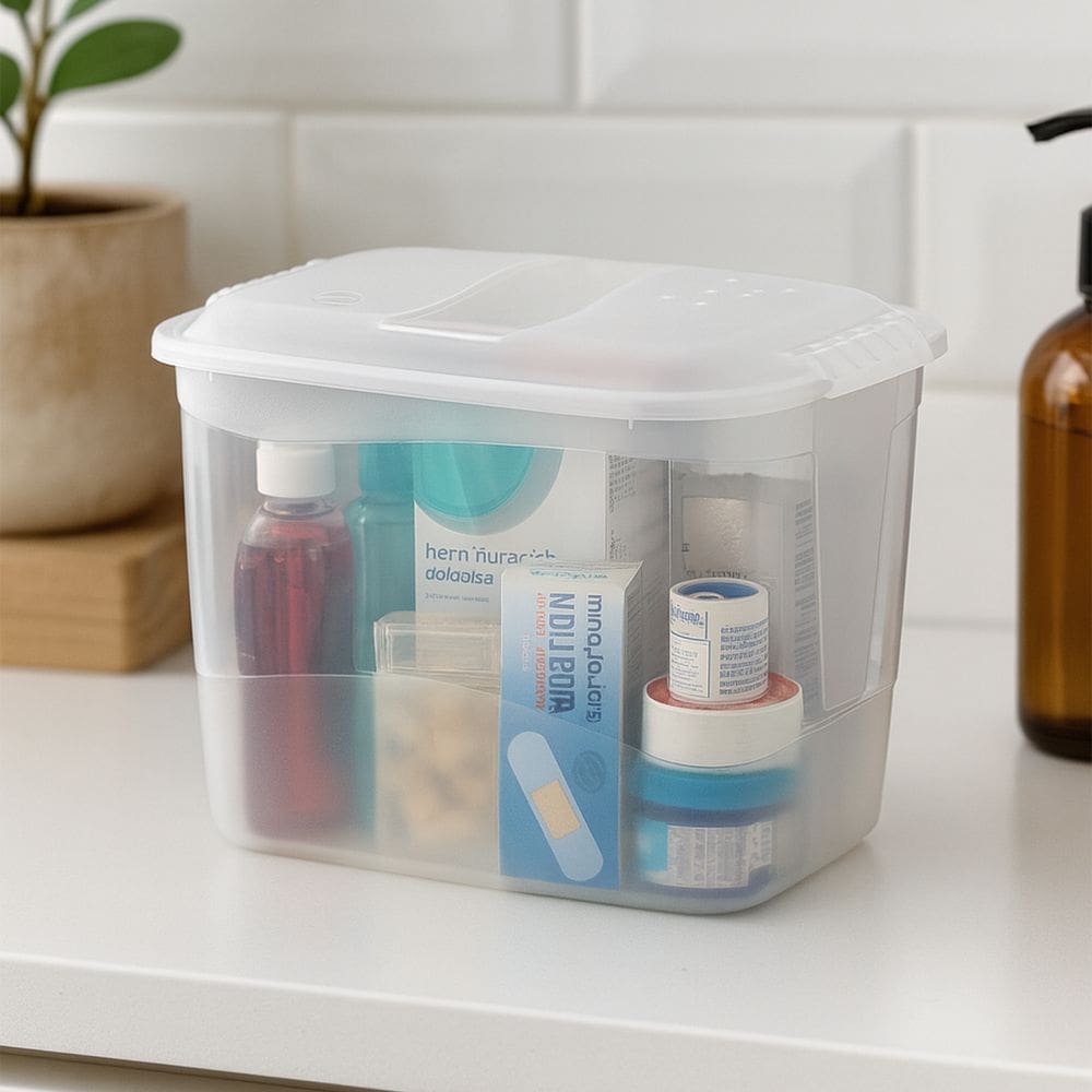 Contêiner Organizador De Plástico Alto 3,7 Litros 23,5cm x 16,5cm x 15,5cm Transparente