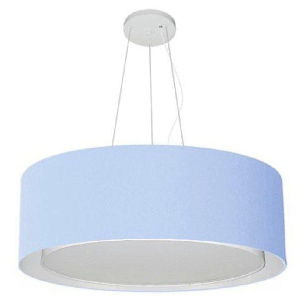 Lustre Pendente Cilíndrico Duplo Vivare Md-4126 Cúpula Em Tecido 80x30cm - Bivolt Azul-bebê 127/220v