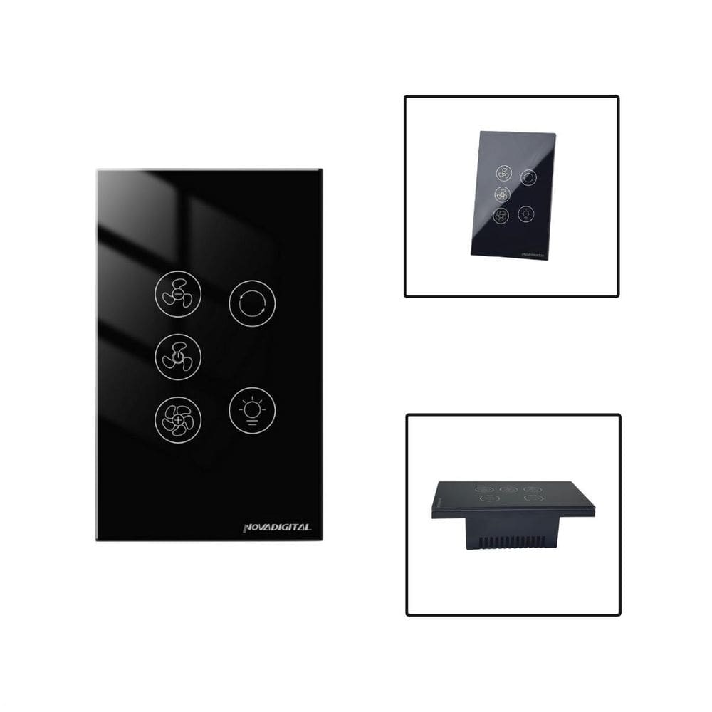 Interruptor Para Ventilador E Exaustor Wi-Fi Tuya - Preto