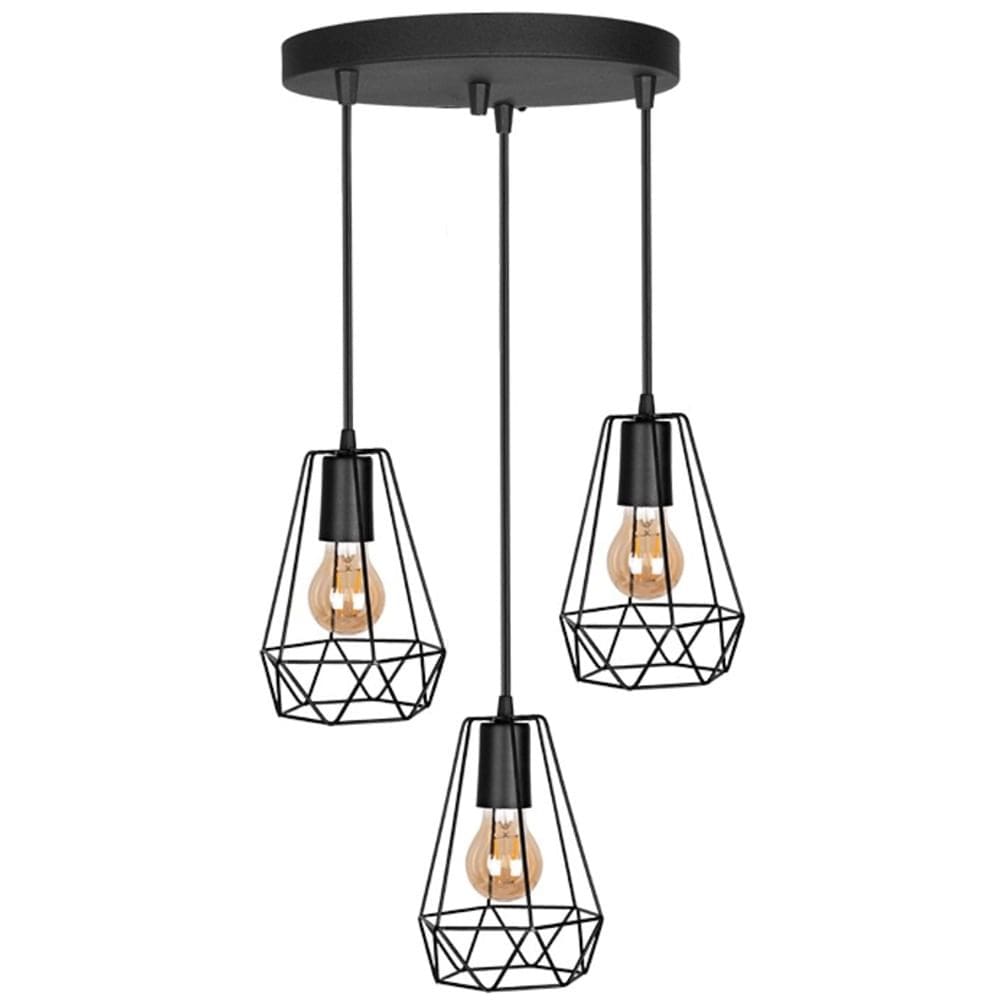 Pendente Mumbai 3 Lâmpadas Preto - PD180/3PT - KIN