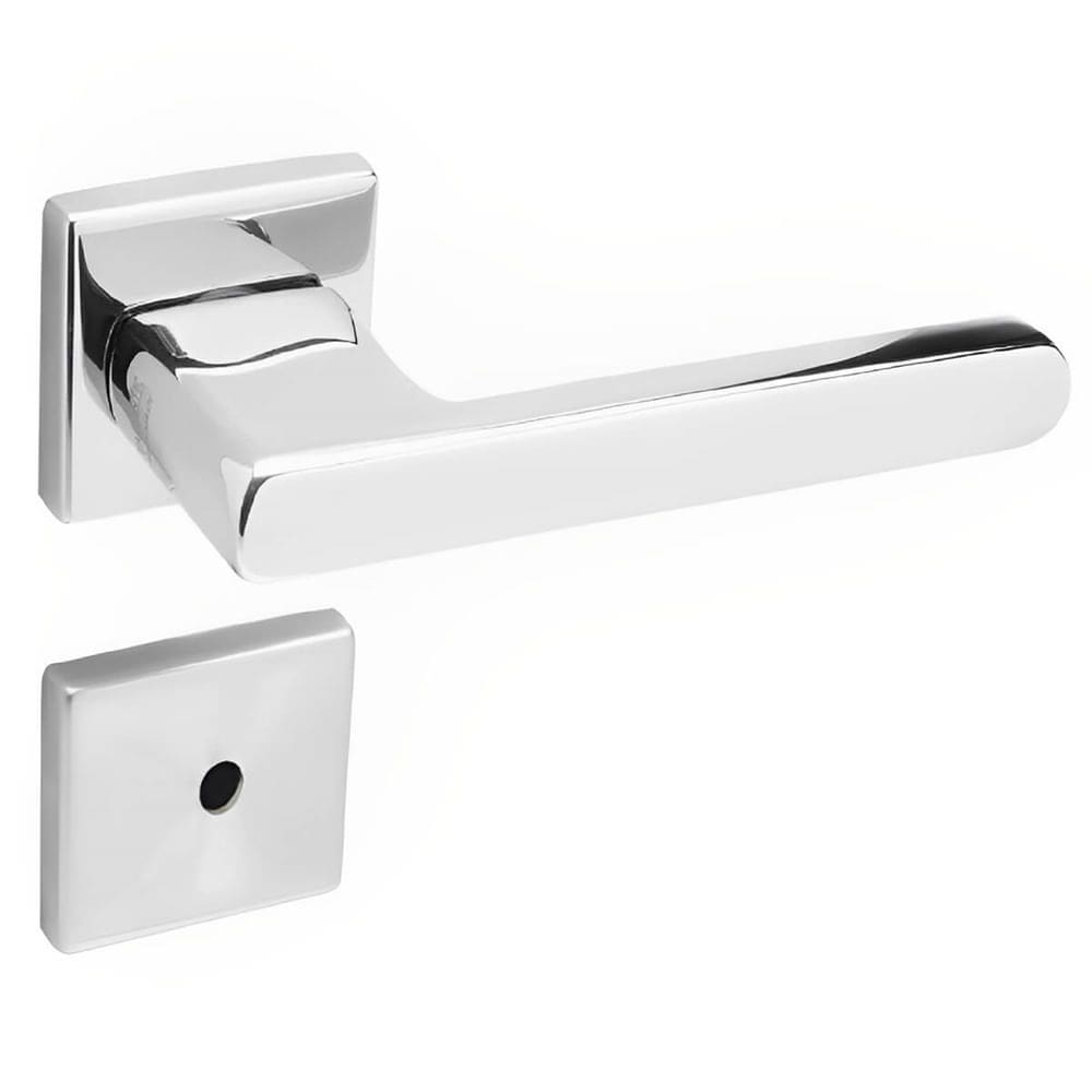 Conjunto de Fechadura 454 em Inox Para Banheiro ST255 Roseta 333 de Inox Polido - 43105039-5 - LA Fonte