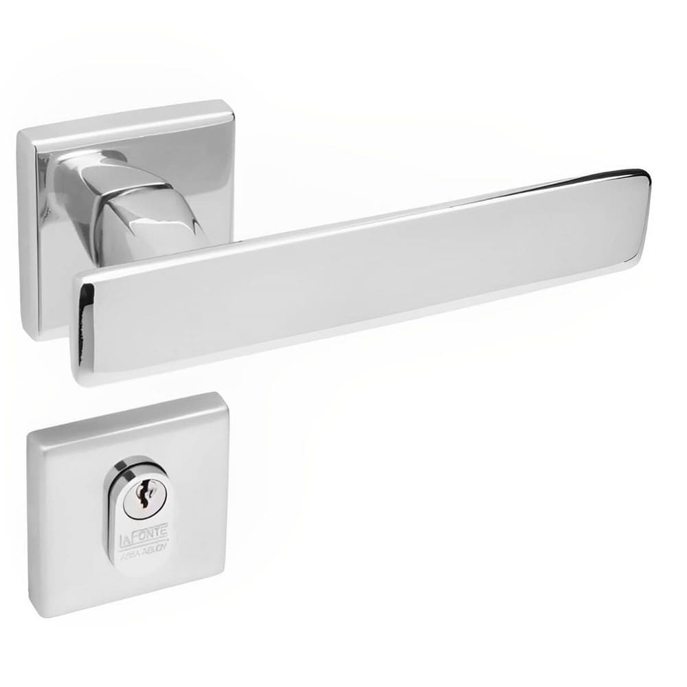 Conjunto de Fechadura 751 em Zamac Externa ST2-55 Roseta 333 de Inox Cromado - 47061008-2 - LA Fonte