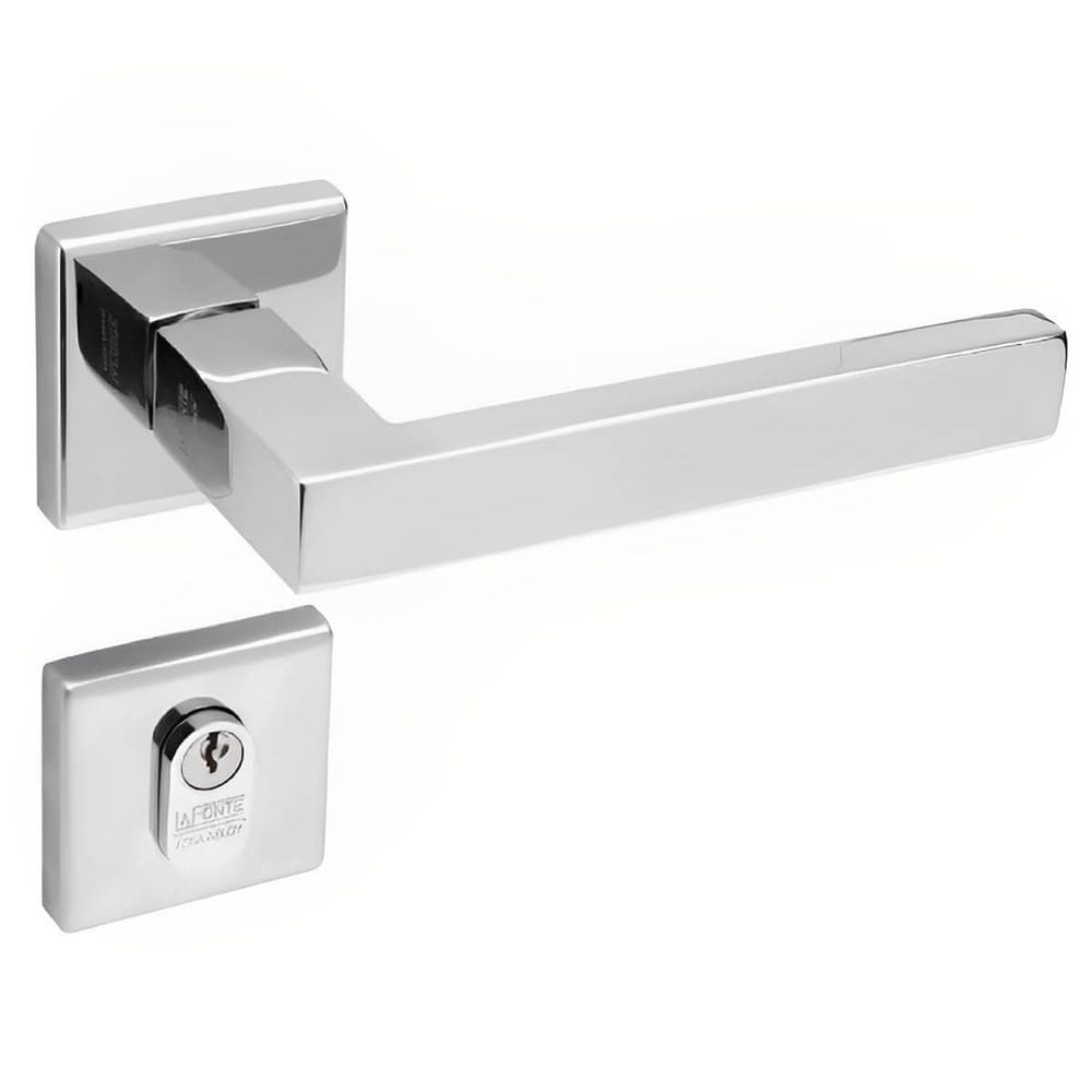 Conjunto de Fechadura 455 em Inox Externa ST255 Roseta 333 de Inox Polido - 43106039-0 - LA Fonte