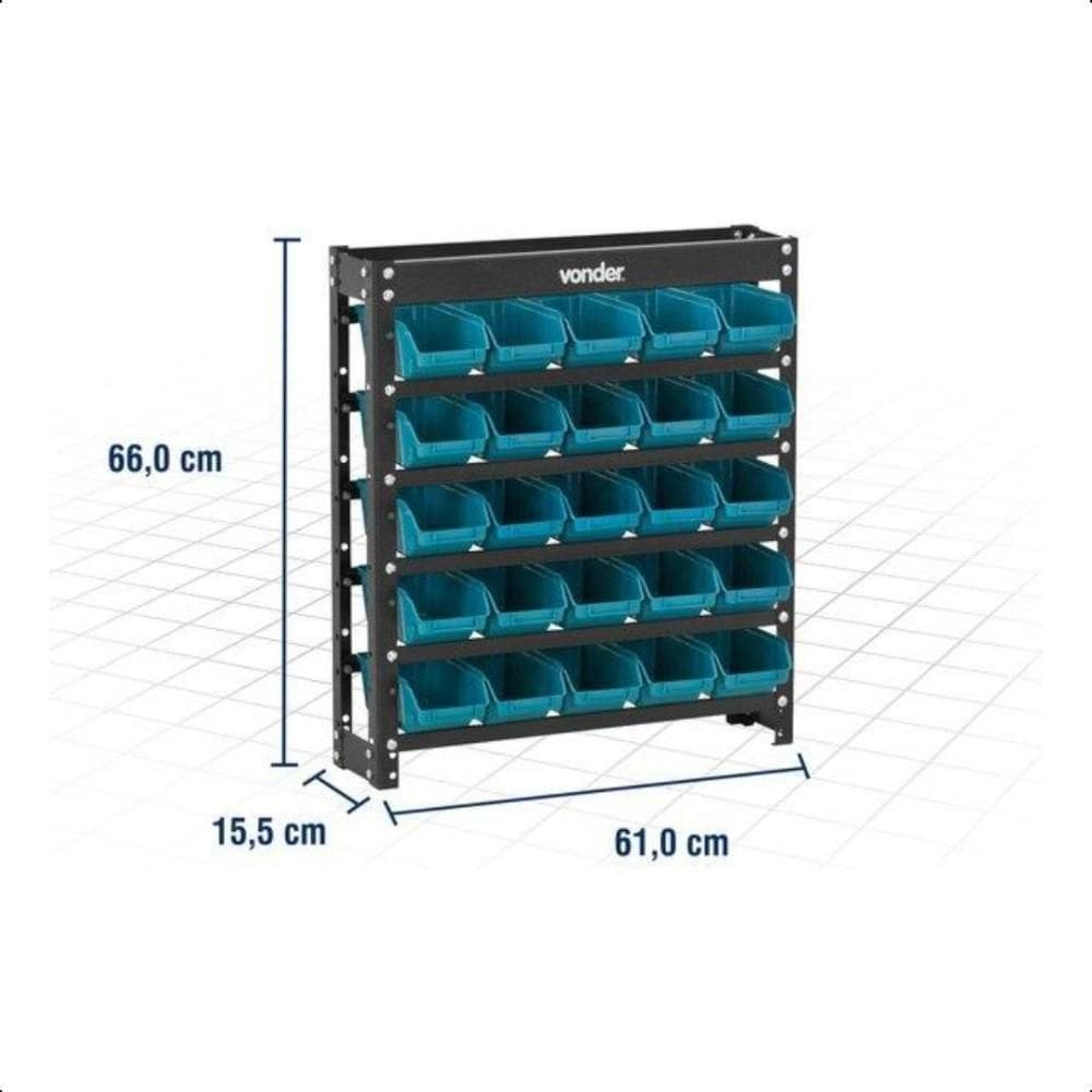 Estante Gaveteiro Metal 66x61x15,5cm 25 Pçs Gavetas Vonder