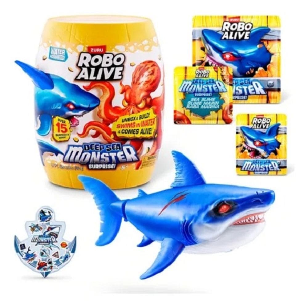 Robo Alive Monstros Marinhos – Se Ativa Dentro D’Agua – Luz e Movimento – Tubarão – Candide
