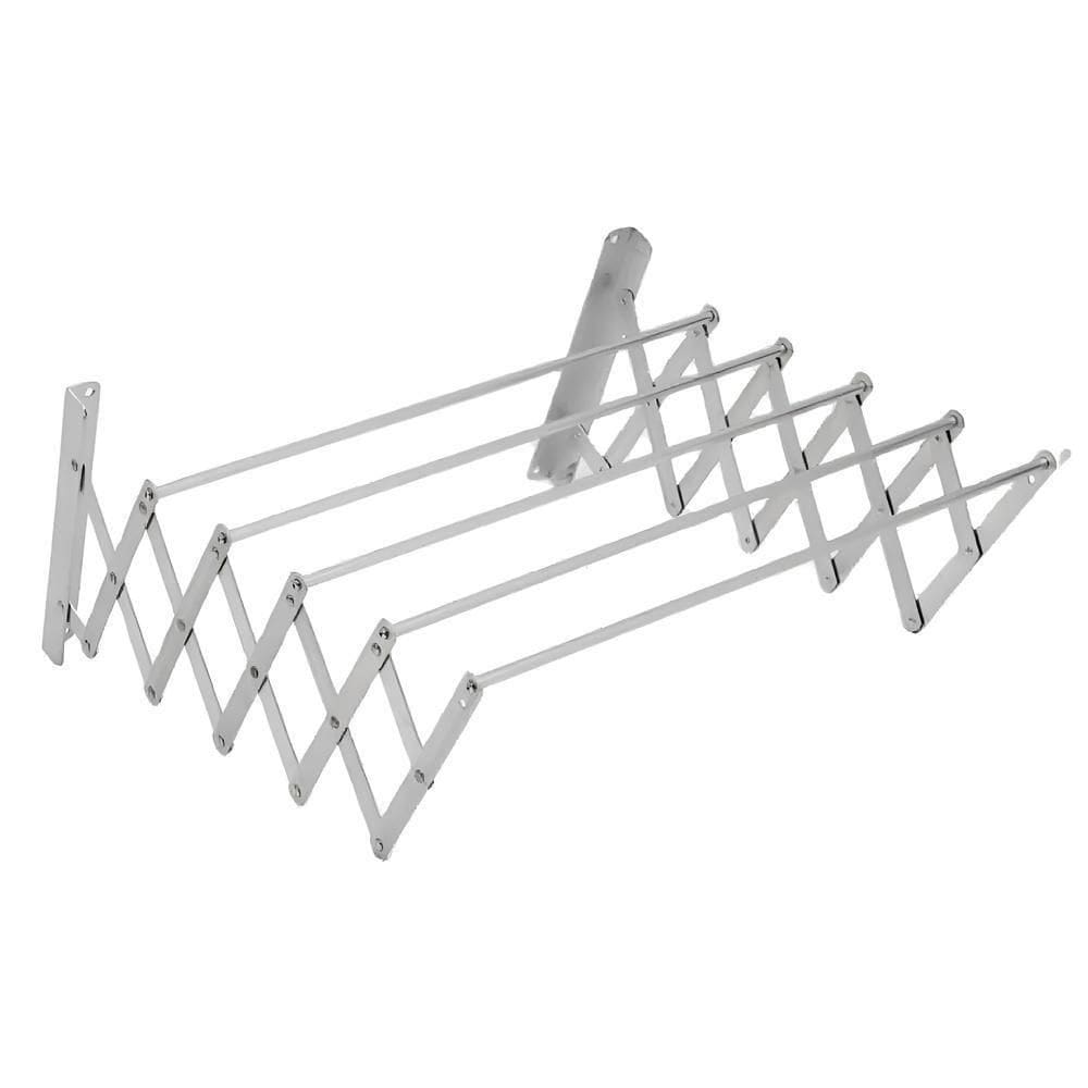 Varal de Parede Sanfonado Retrátil para Lavanderia Branco