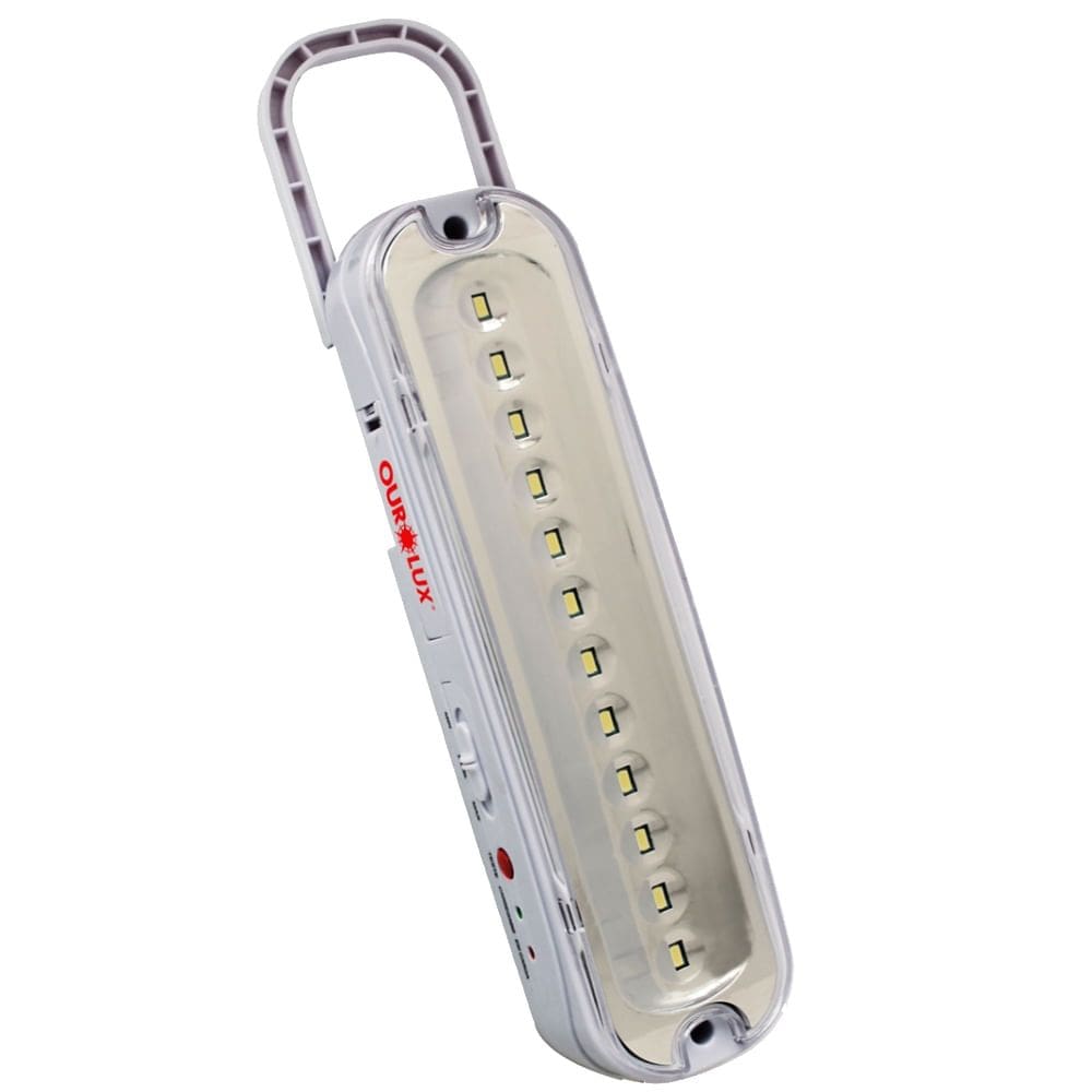 Luminária Luz de Emergência Bivolt Multiuso 12 Superled 2 Watts com Pilhas Recarregáveis - 01982A - OUROLUX