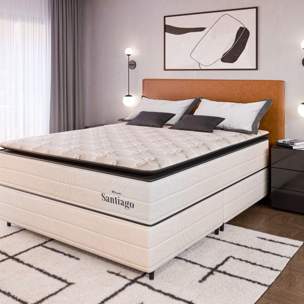 Cama Box Casal (158x72) D26 Molas Ensacadas Branca Santiago Topázio