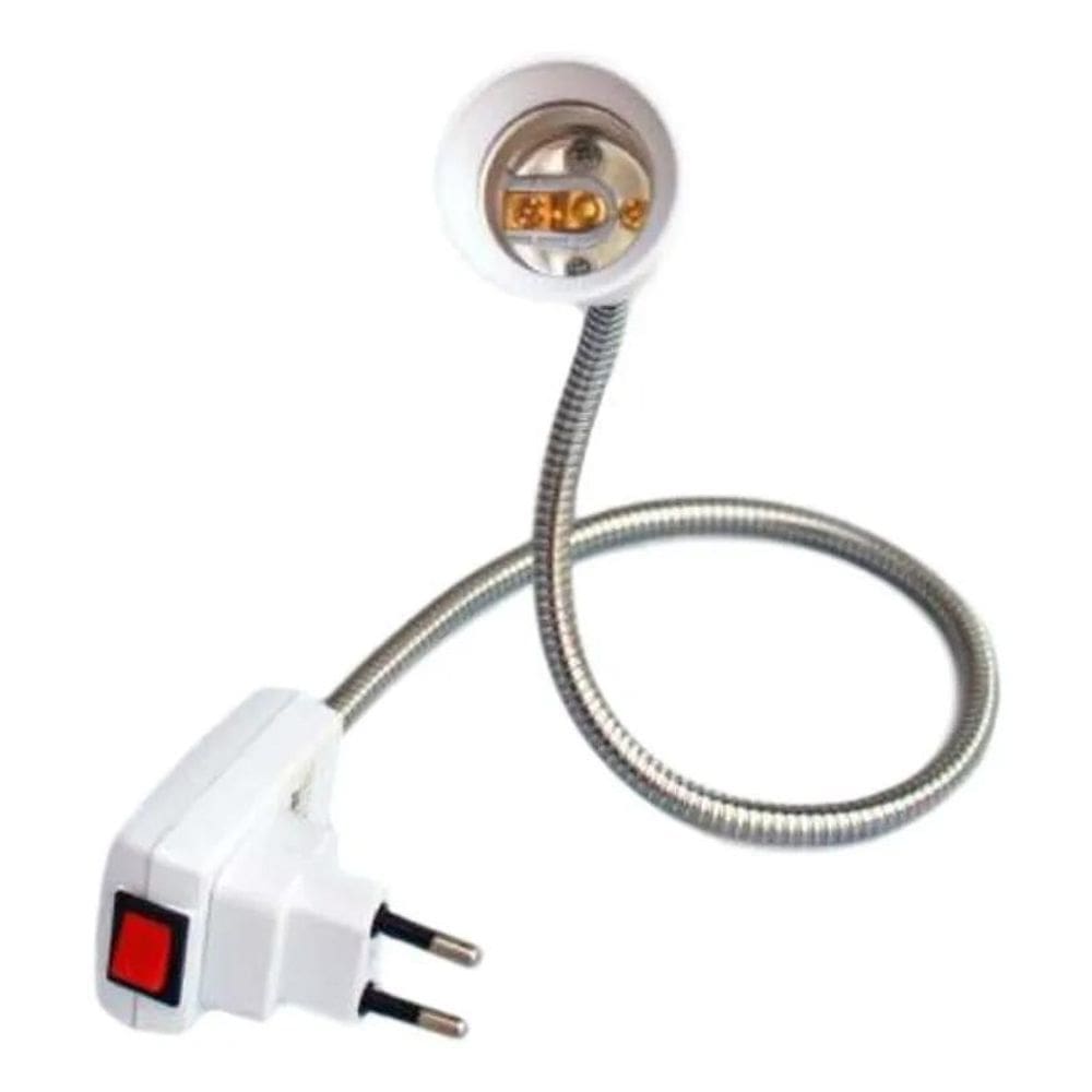 2X Haste Flexível Soquete E27 Adaptador Lâmpada Tomada 60 Cm