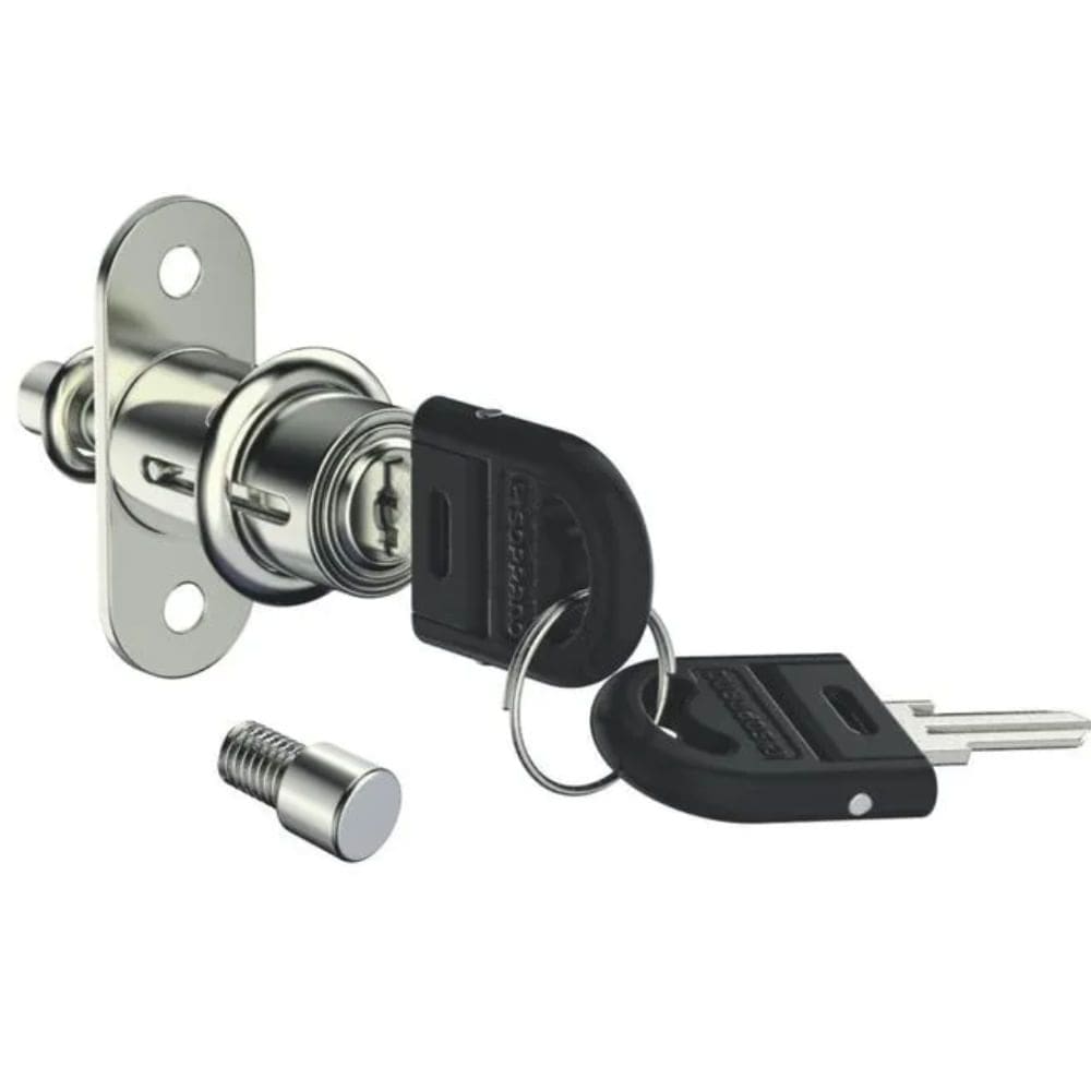 Fechadura De Pressão Para Porta De Correr 2421 39º De 23mm 1 Peça Com Pino Prolongador De 6mm Embalagem Autosserviço- 06908.2421.30 - SOPRANO