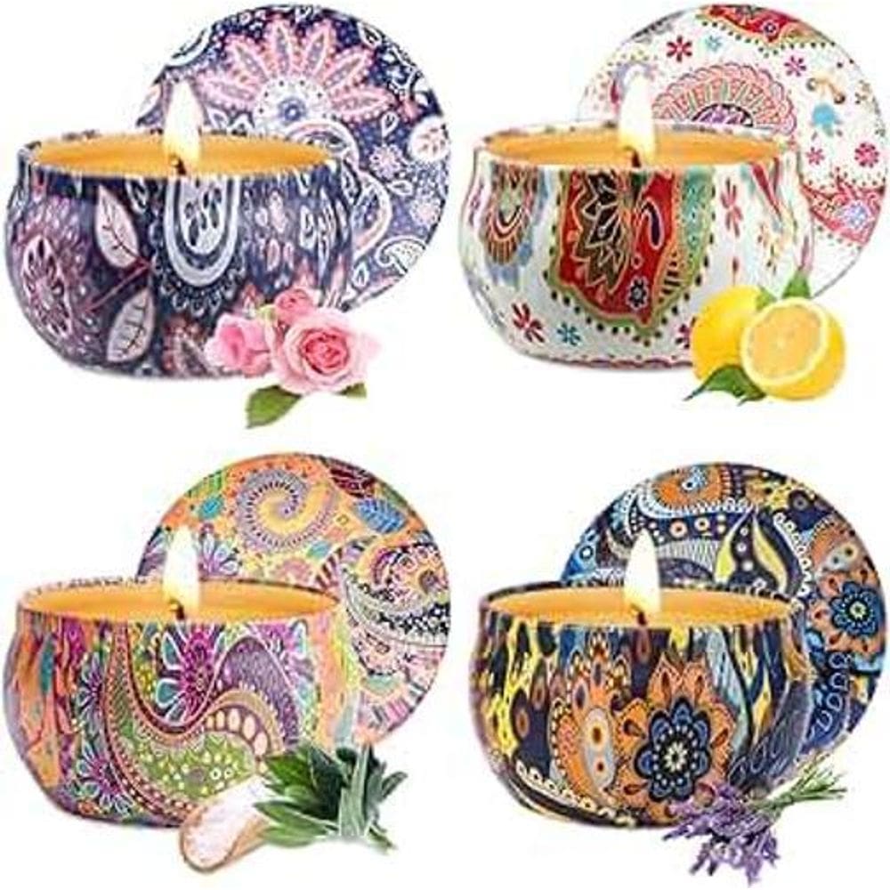 Super Velas Aromáticas Perfumadas Na Lata Decorada Mandala