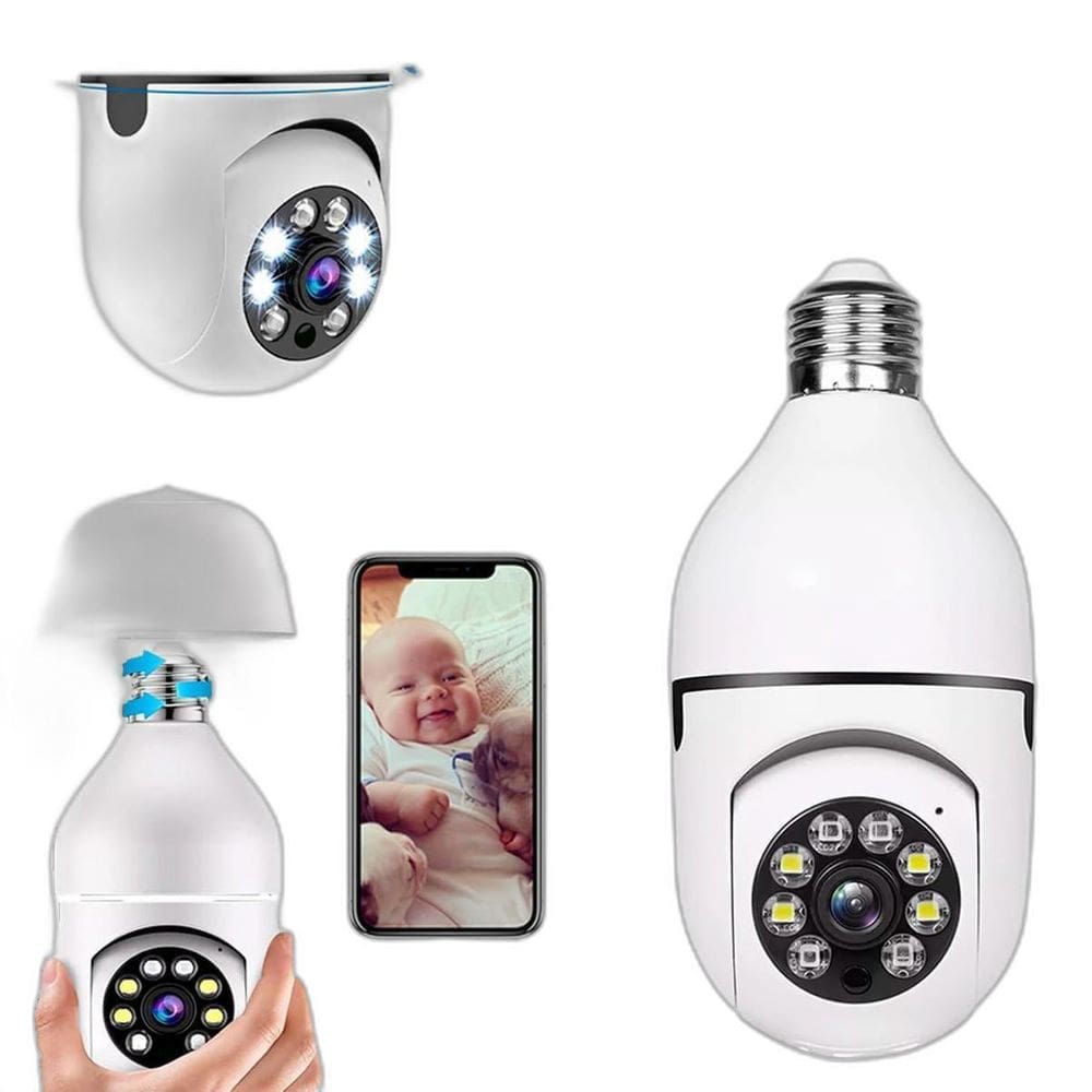 Câmera Lâmpada De Segurança Infravermelho Wifi Prova Dagua