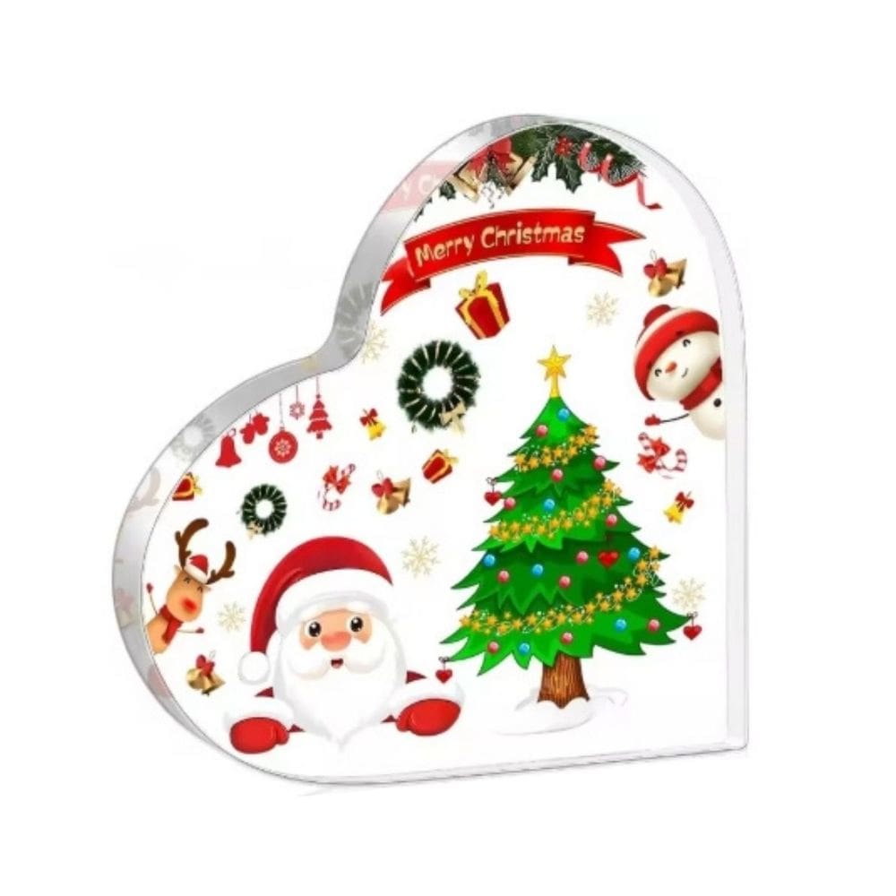 Enfeite Adorno de Natal Acrílico Papai Noel e Boneco de Neve