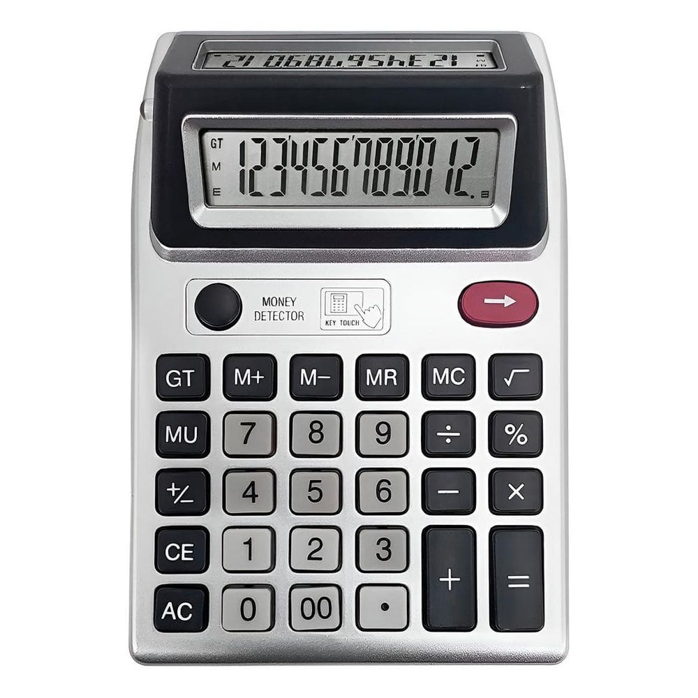 Calculadora Visor Duplo Luz Uv Detector De Notas 12 Dígitos