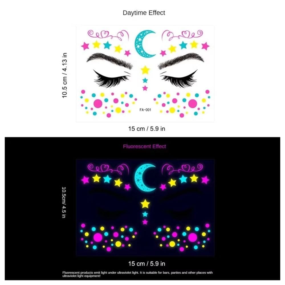 Tatuagem De Pele Temporária Adesivo Fluorescente Festa