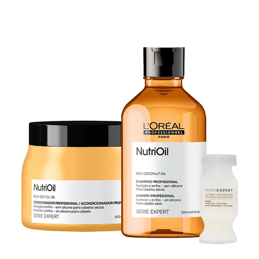 Kit Serie Expert NutriOil Shampoo + Máscara 500g + Ampola