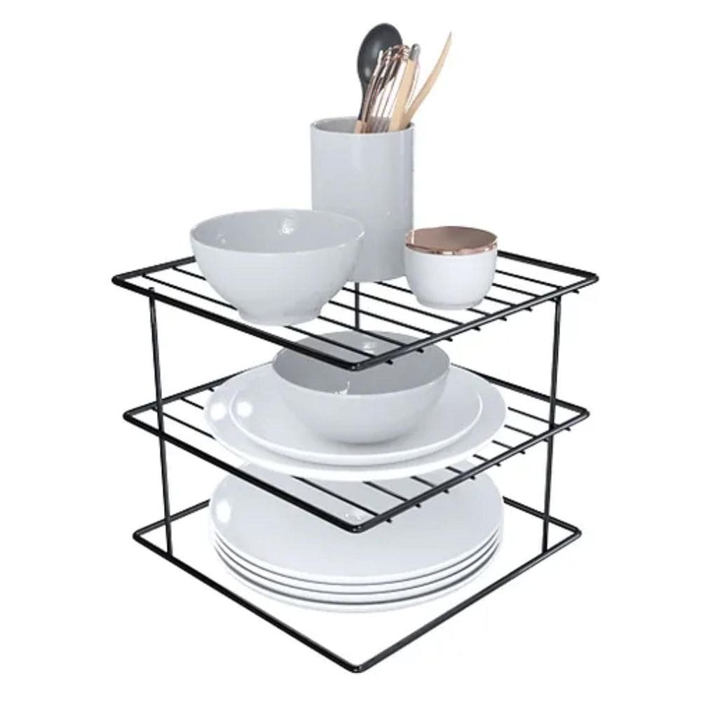 Suporte Organizador Pratos Dicarlo Quadrado - Preto