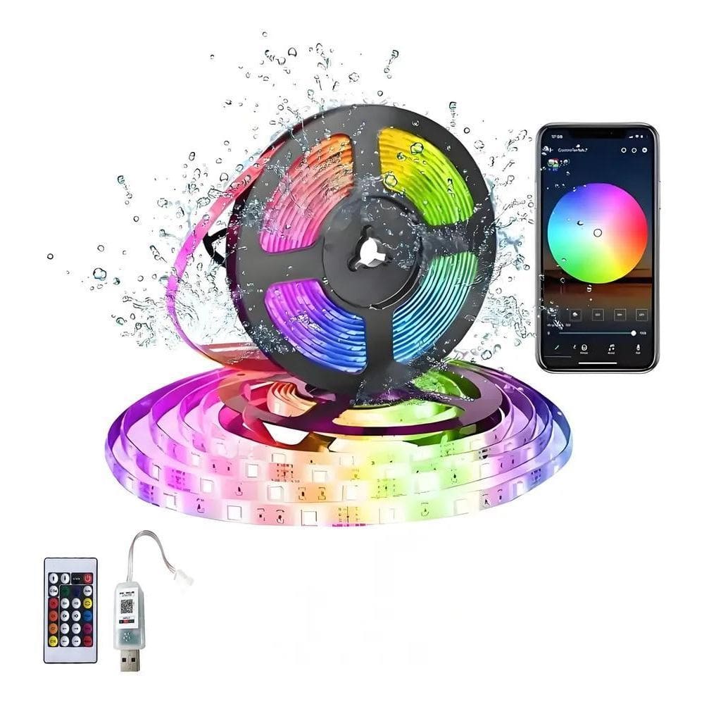 2X Fita Led 5050 Rgb 16 Cores Bluetooth Controlador 30D/M Co