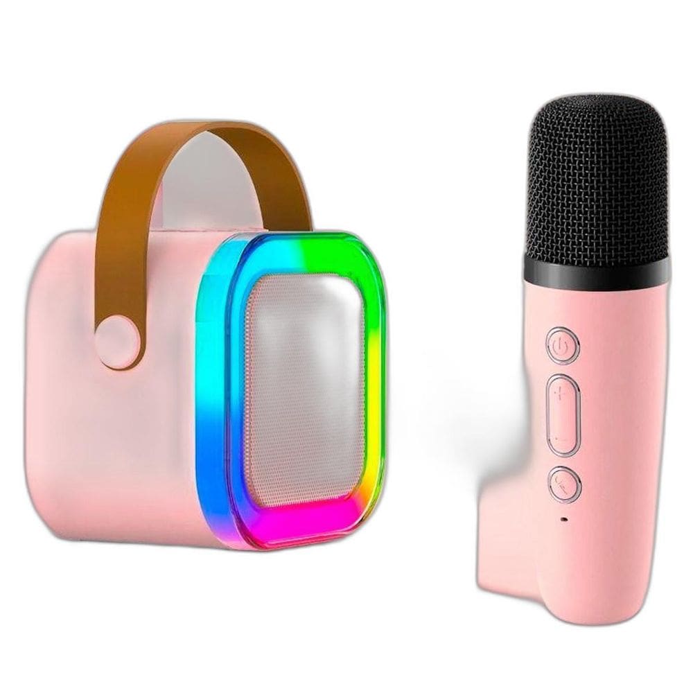 Caixa Som Karaokê Infantil Bluetooth Microfone Sem Fio Led