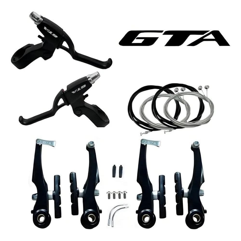 2X Jogo Completo Freio Vbrake Gta Alumínio Preto Bike Aro 24