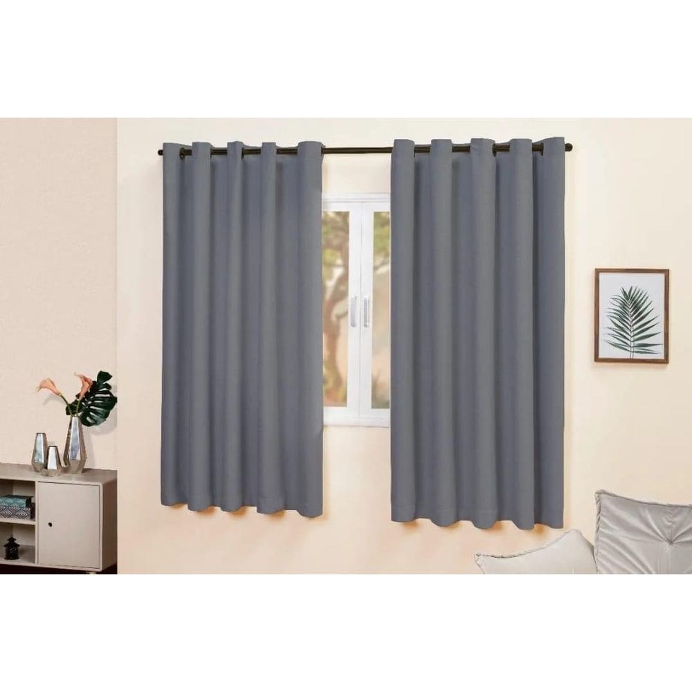 Cortina Para Sala Quarto Com Ilhos Bainha Poliester Charme