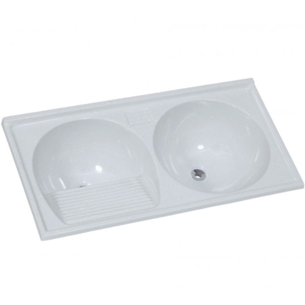 Tanque de Mármore Sintético Duplo N°1 com 100x52cm Branco Pedra Clara - 507407 - A.J.RORATO