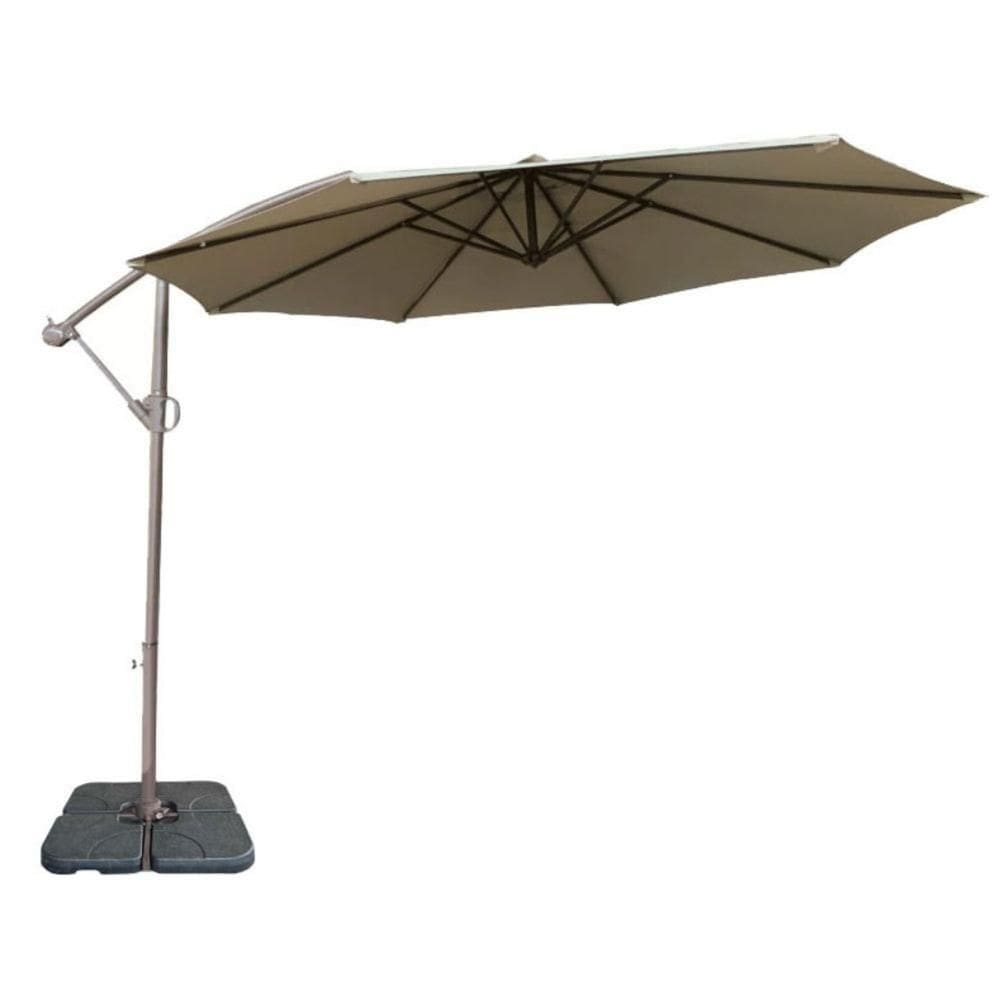 Ombrelone Lateral Tahiti Bahamas Fratini 300cm Alumínio Capa Poliéster Marrom Taupe Base Lateral HDPE