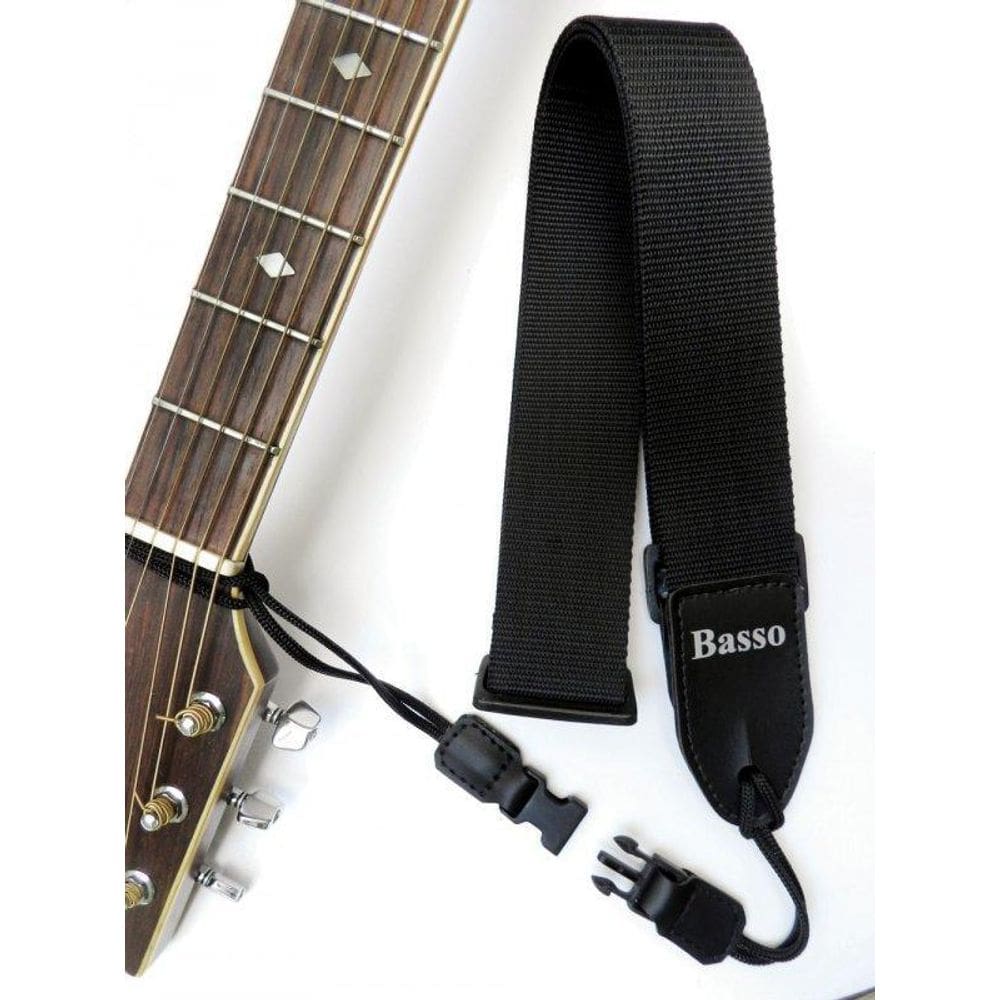 Correia Basso Qr V 04 Nylon Preto Com Cardão Para Violão 5Cm